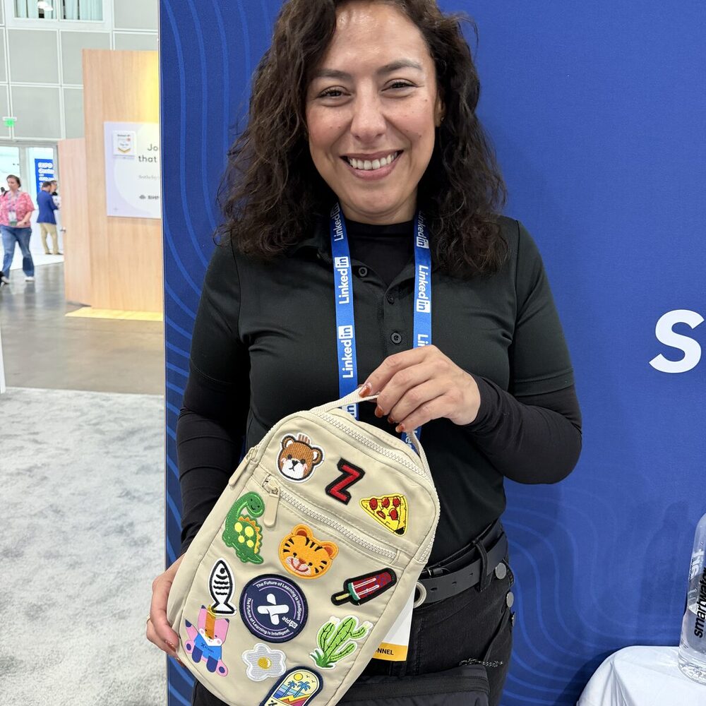 Close-up of a bag patched at the Event Patch Bar
